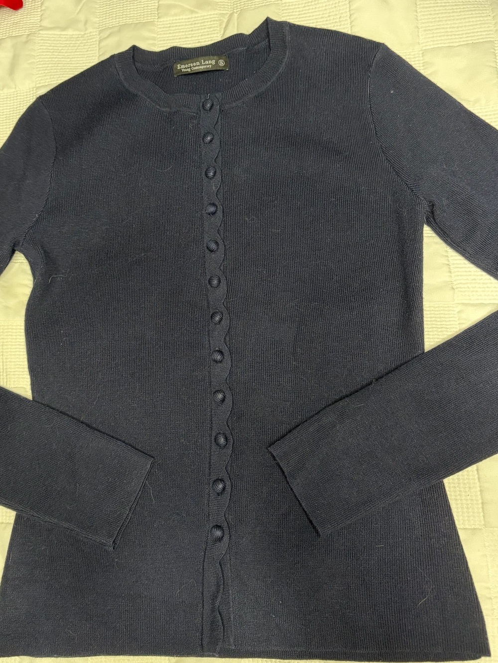 Spenser Lane Navy Button-Front Crewneck Cardigan